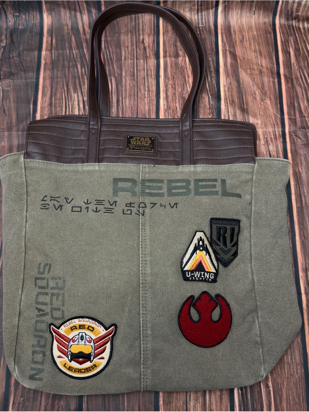 Rare Loungefly Heart Tag Star Wars Rogue One Rebel Canvas Tote Bag Scarif